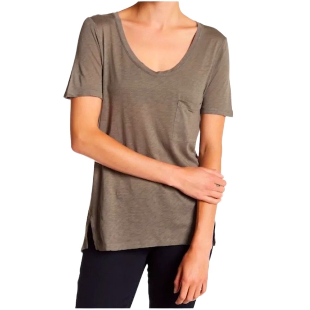 Splendid Scoop Neck Tee Large 10 12 Olive Green Top Scoop Neck Supima Cotton NWT